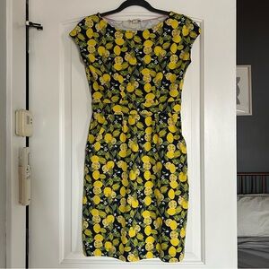 NWOT Boden Florrie Floral Jersey Dress - French Navy Lemon Vine